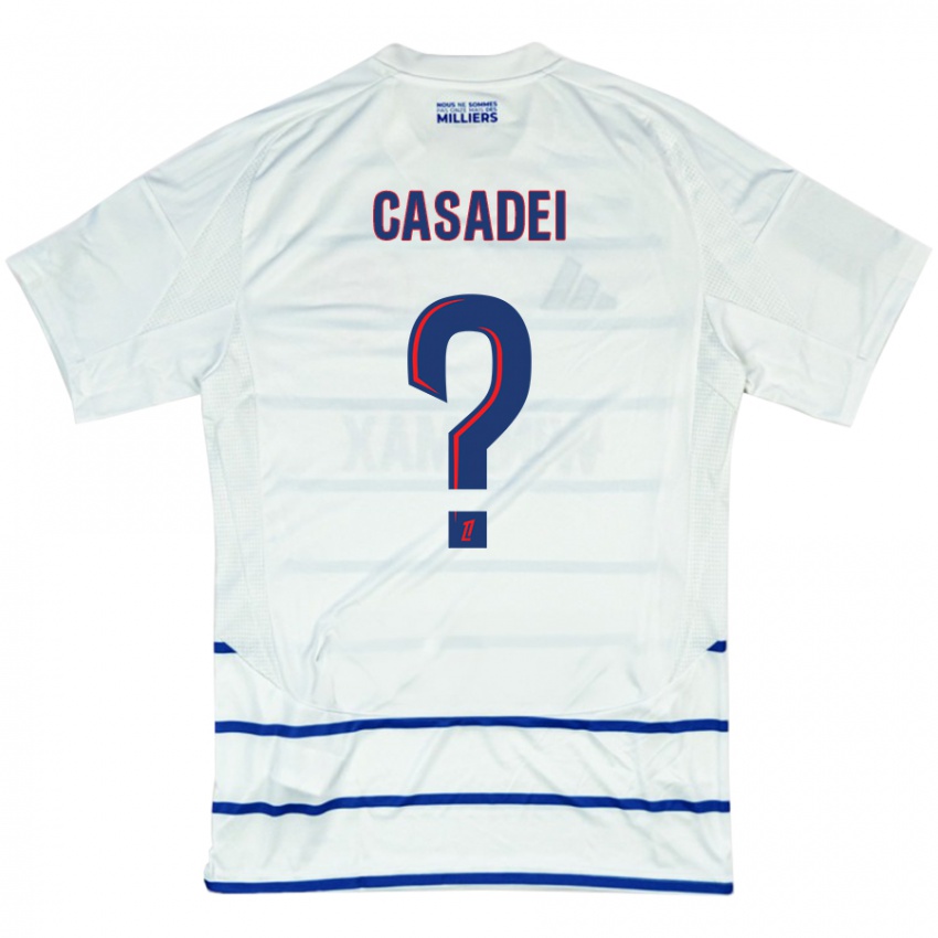 Niño Camiseta Alexis Casadei #0 Blanco Azul 2ª Equipación 2024/25 La Camisa Chile