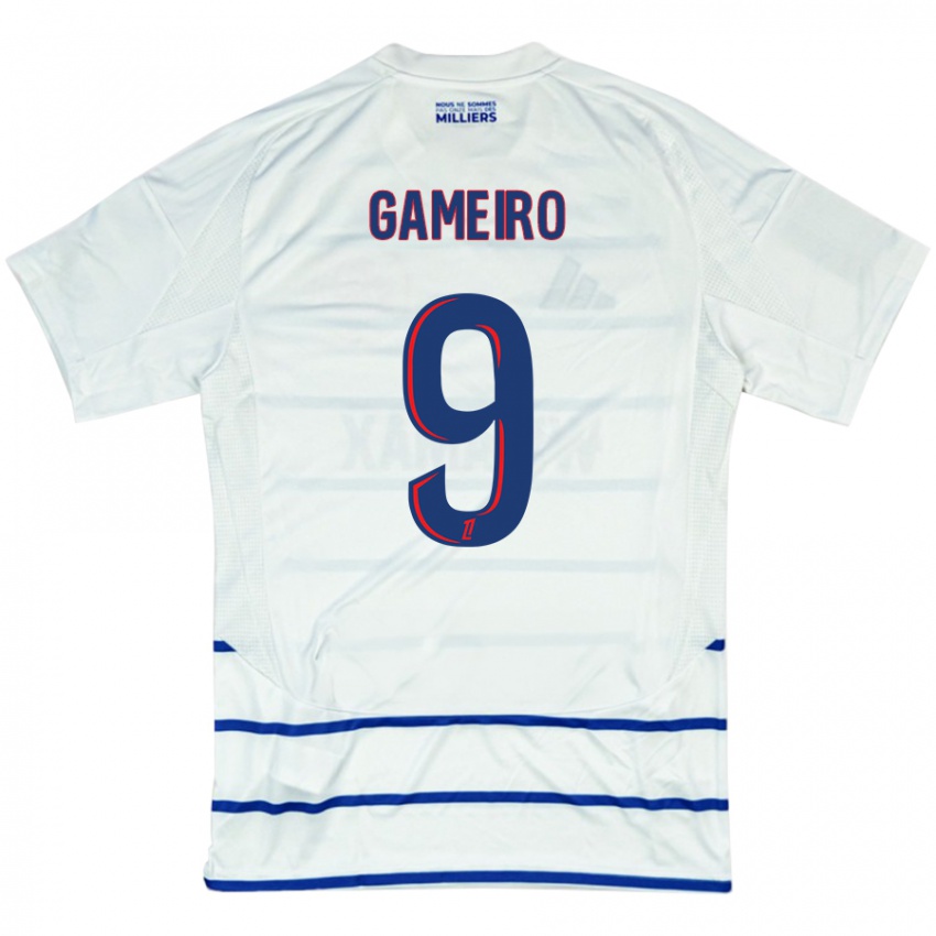 Niño Camiseta Kévin Gameiro #9 Blanco Azul 2ª Equipación 2024/25 La Camisa Chile