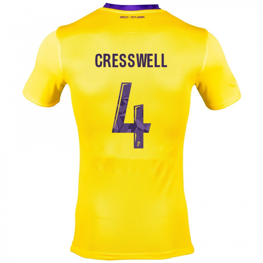 Niño Camiseta Charlie Cresswell #4 Amarillo Morado 2ª Equipación 2024/25 La Camisa Chile