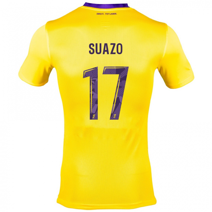 Niño Camiseta Gabriel Suazo #17 Amarillo Morado 2ª Equipación 2024/25 La Camisa Chile