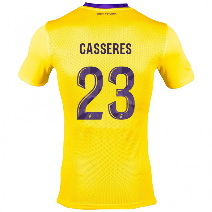 Niño Camiseta Cristian Cásseres Jr. #23 Amarillo Morado 2ª Equipación 2024/25 La Camisa Chile