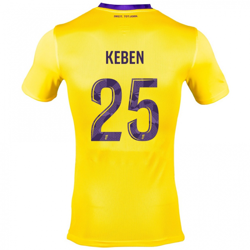 Niño Camiseta Kévin Keben #25 Amarillo Morado 2ª Equipación 2024/25 La Camisa Chile