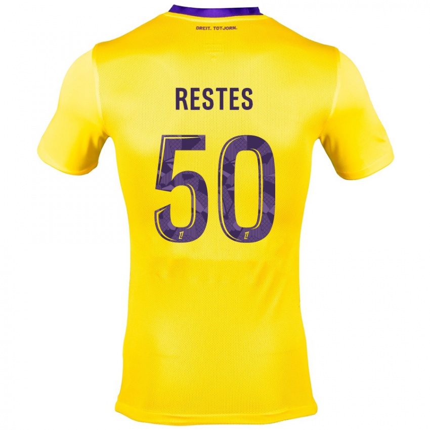 Niño Camiseta Guillaume Restes #50 Amarillo Morado 2ª Equipación 2024/25 La Camisa Chile