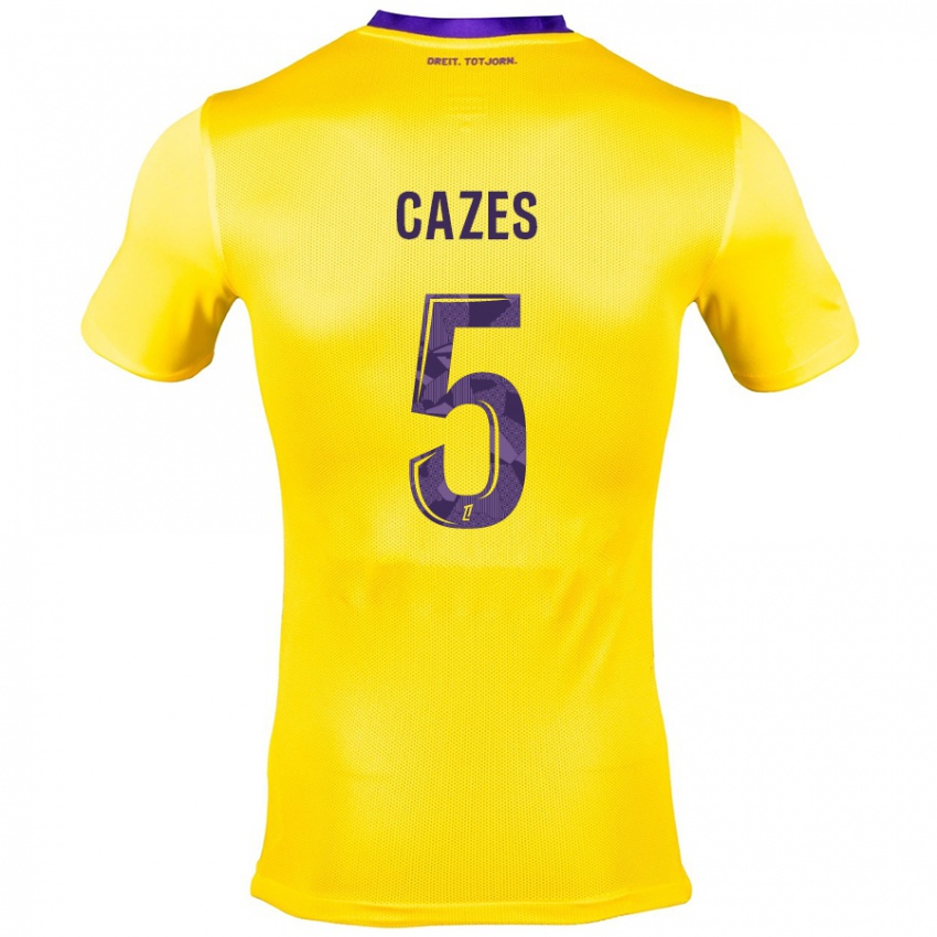 Niño Camiseta Manon Cazes #5 Amarillo Morado 2ª Equipación 2024/25 La Camisa Chile