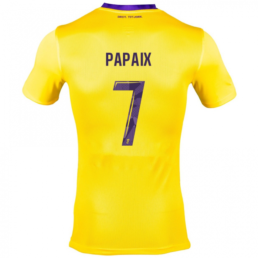 Niño Camiseta Marie Papaix #7 Amarillo Morado 2ª Equipación 2024/25 La Camisa Chile