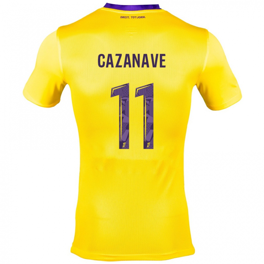 Niño Camiseta Julie Cazanave #11 Amarillo Morado 2ª Equipación 2024/25 La Camisa Chile