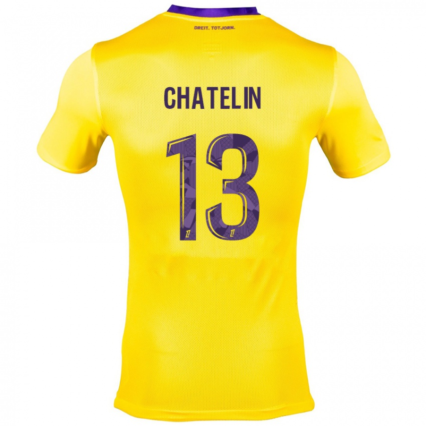 Niño Camiseta Delphin Chatelin #13 Amarillo Morado 2ª Equipación 2024/25 La Camisa Chile