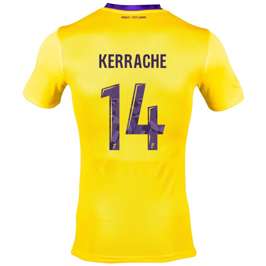 Niño Camiseta Marina Kerrache #14 Amarillo Morado 2ª Equipación 2024/25 La Camisa Chile