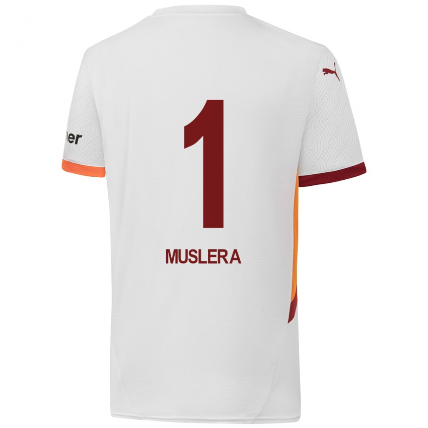 Niño Camiseta Fernando Muslera #1 Blanco Amarillo Rojo 2ª Equipación 2024/25 La Camisa Chile