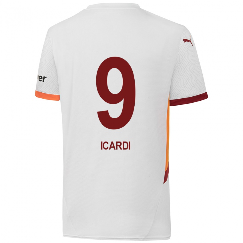 Niño Camiseta Mauro Icardi #9 Blanco Amarillo Rojo 2ª Equipación 2024/25 La Camisa Chile