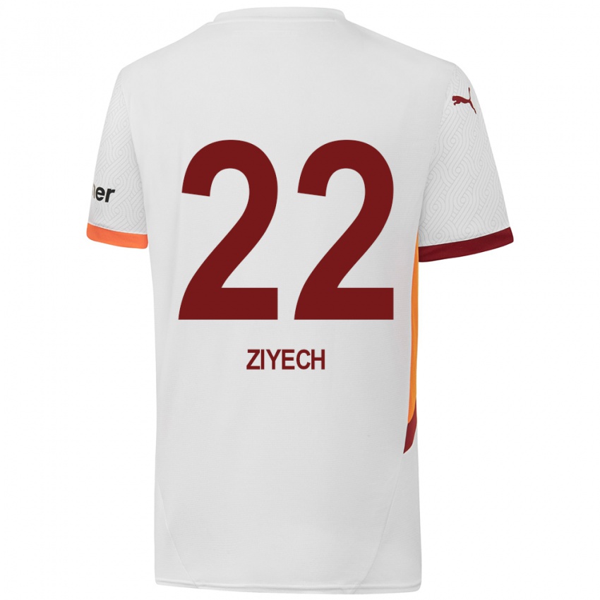 Niño Camiseta Hakim Ziyech #22 Blanco Amarillo Rojo 2ª Equipación 2024/25 La Camisa Chile