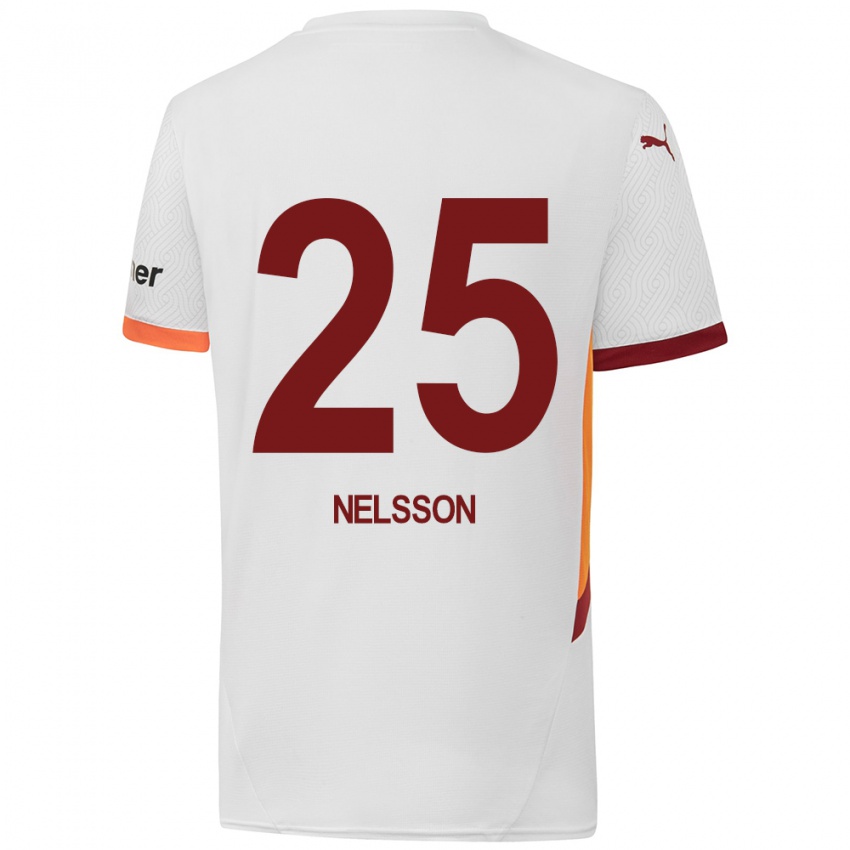 Niño Camiseta Victor Nelsson #25 Blanco Amarillo Rojo 2ª Equipación 2024/25 La Camisa Chile