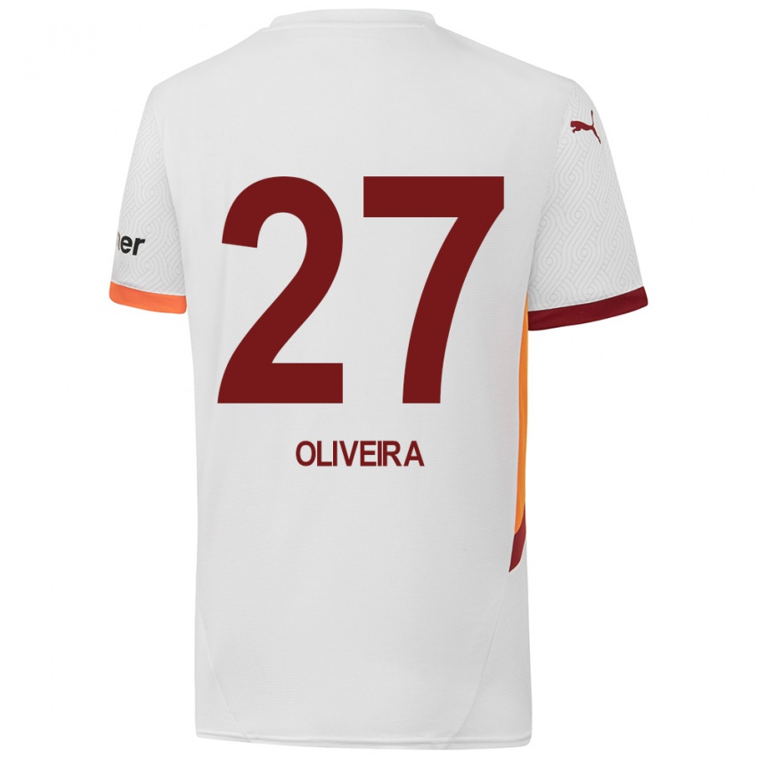 Niño Camiseta Sergio Oliveira #27 Blanco Amarillo Rojo 2ª Equipación 2024/25 La Camisa Chile