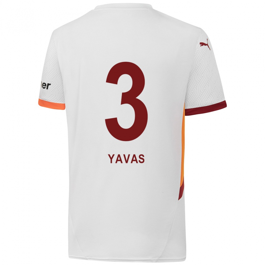 Niño Camiseta Arda Yavas #3 Blanco Amarillo Rojo 2ª Equipación 2024/25 La Camisa Chile