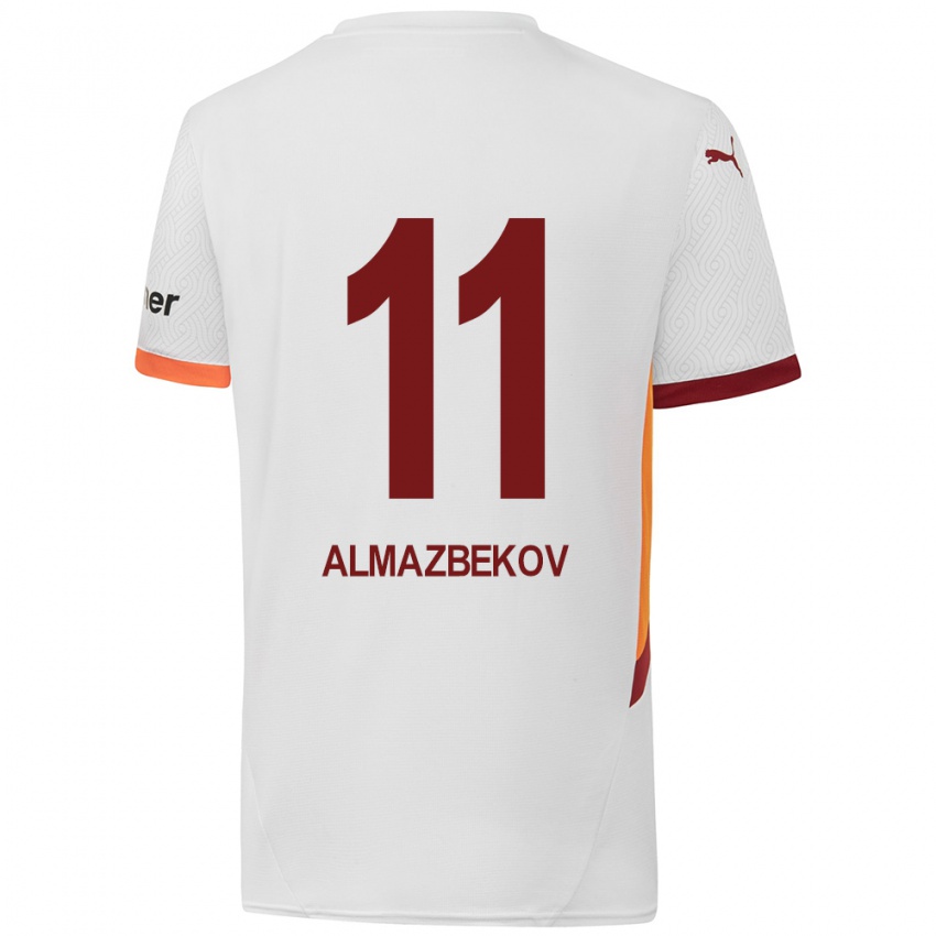 Niño Camiseta Beknaz Almazbekov #11 Blanco Amarillo Rojo 2ª Equipación 2024/25 La Camisa Chile