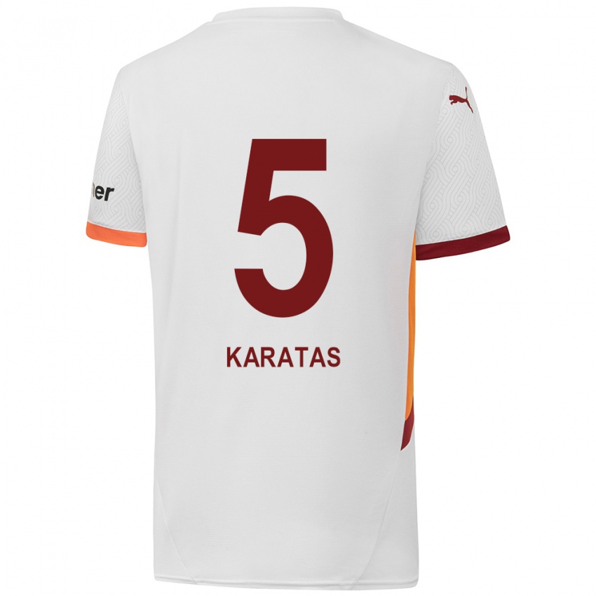 Niño Camiseta Eda Karataş #5 Blanco Amarillo Rojo 2ª Equipación 2024/25 La Camisa Chile