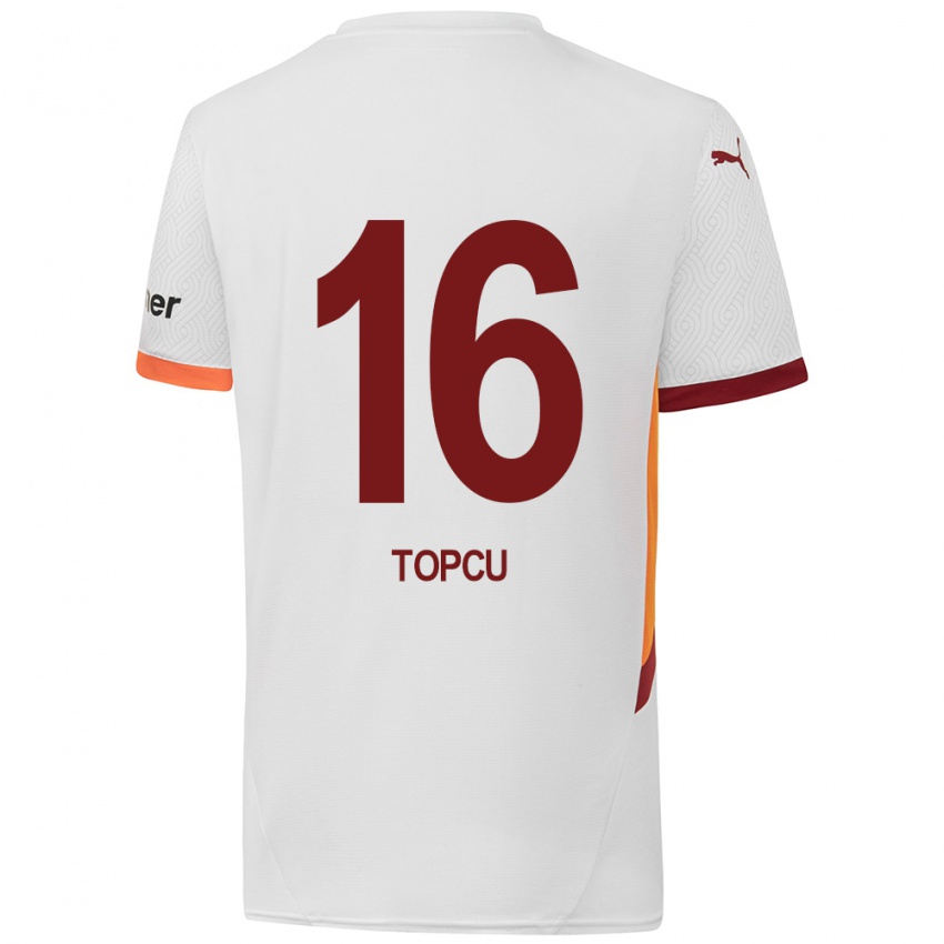 Niño Camiseta Ebru Topçu #16 Blanco Amarillo Rojo 2ª Equipación 2024/25 La Camisa Chile