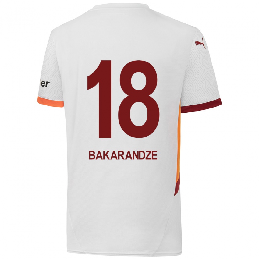 Niño Camiseta Kristina Bakarandze #18 Blanco Amarillo Rojo 2ª Equipación 2024/25 La Camisa Chile