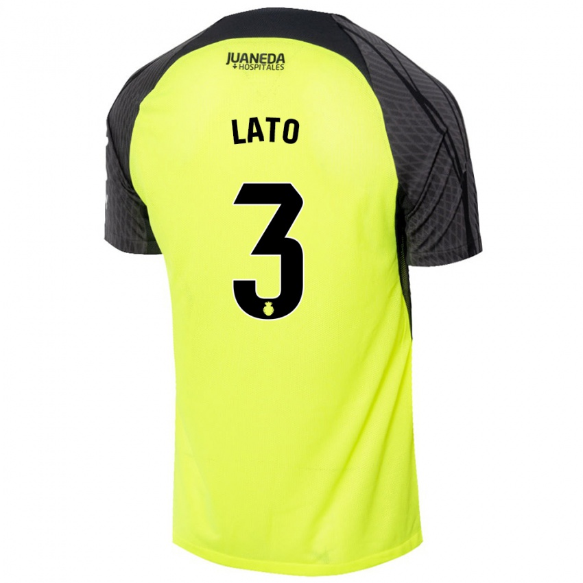 Niño Camiseta Toni Lato #3 Verde Fluorescente Negro 2ª Equipación 2024/25 La Camisa Chile