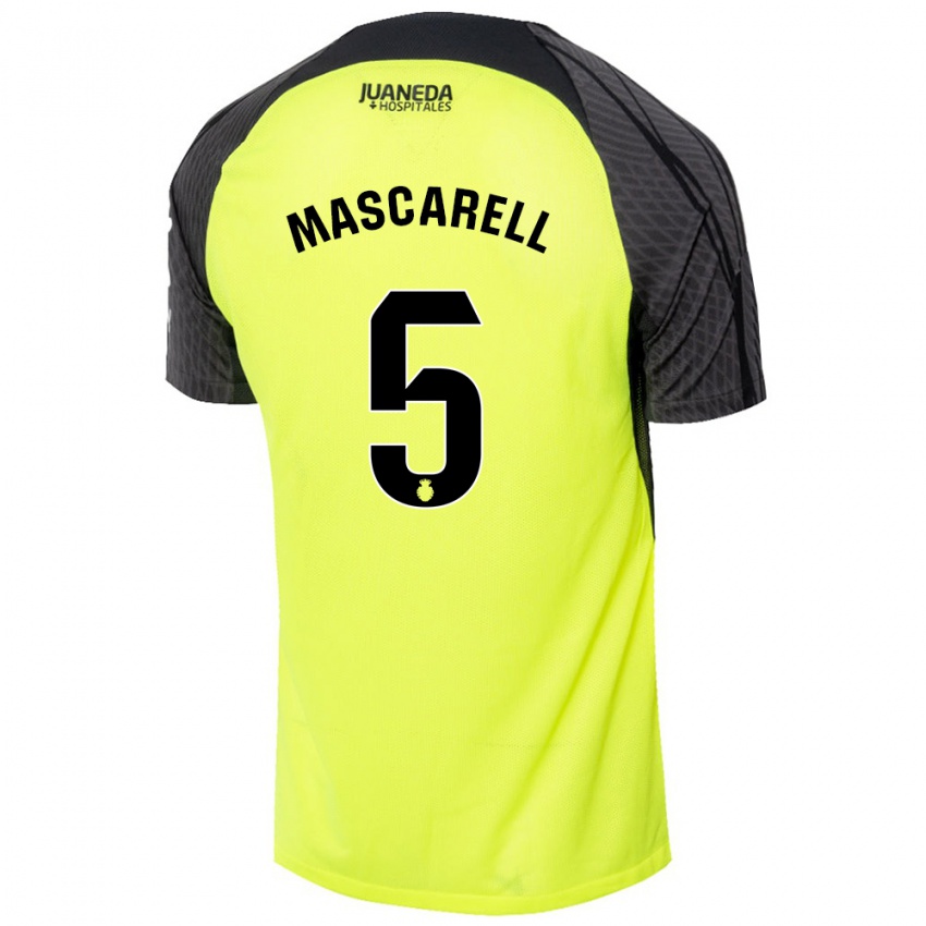 Niño Camiseta Omar Mascarell #5 Verde Fluorescente Negro 2ª Equipación 2024/25 La Camisa Chile