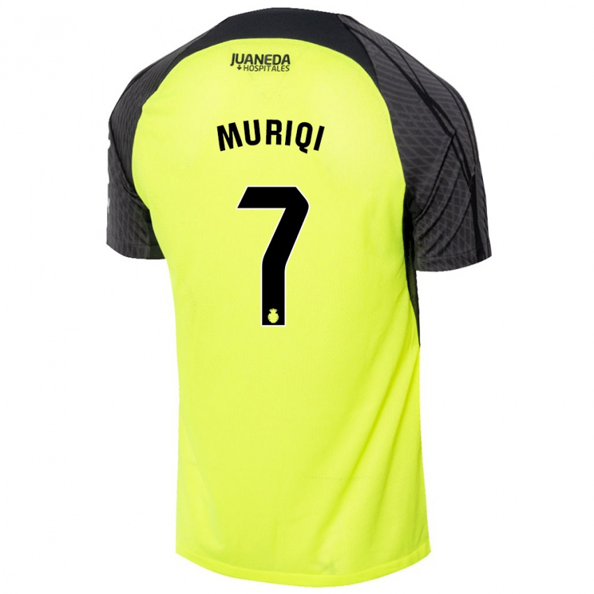 Niño Camiseta Vedat Muriqi #7 Verde Fluorescente Negro 2ª Equipación 2024/25 La Camisa Chile