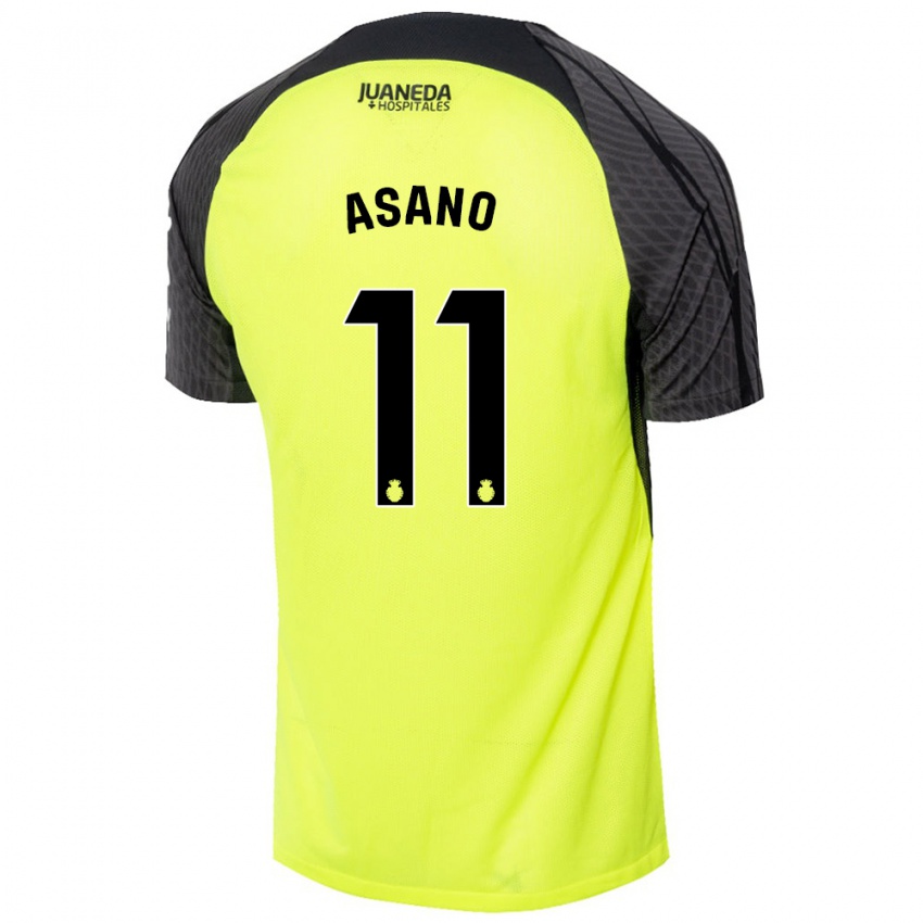 Niño Camiseta Takuma Asano #11 Verde Fluorescente Negro 2ª Equipación 2024/25 La Camisa Chile