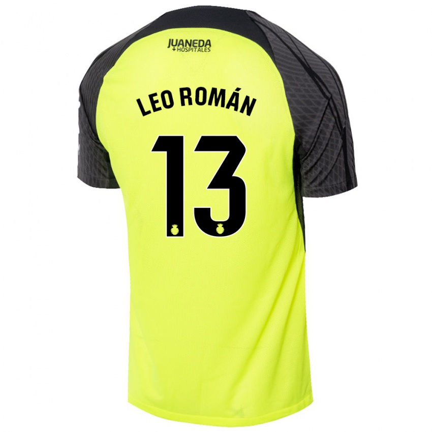 Niño Camiseta Leo Román #13 Verde Fluorescente Negro 2ª Equipación 2024/25 La Camisa Chile