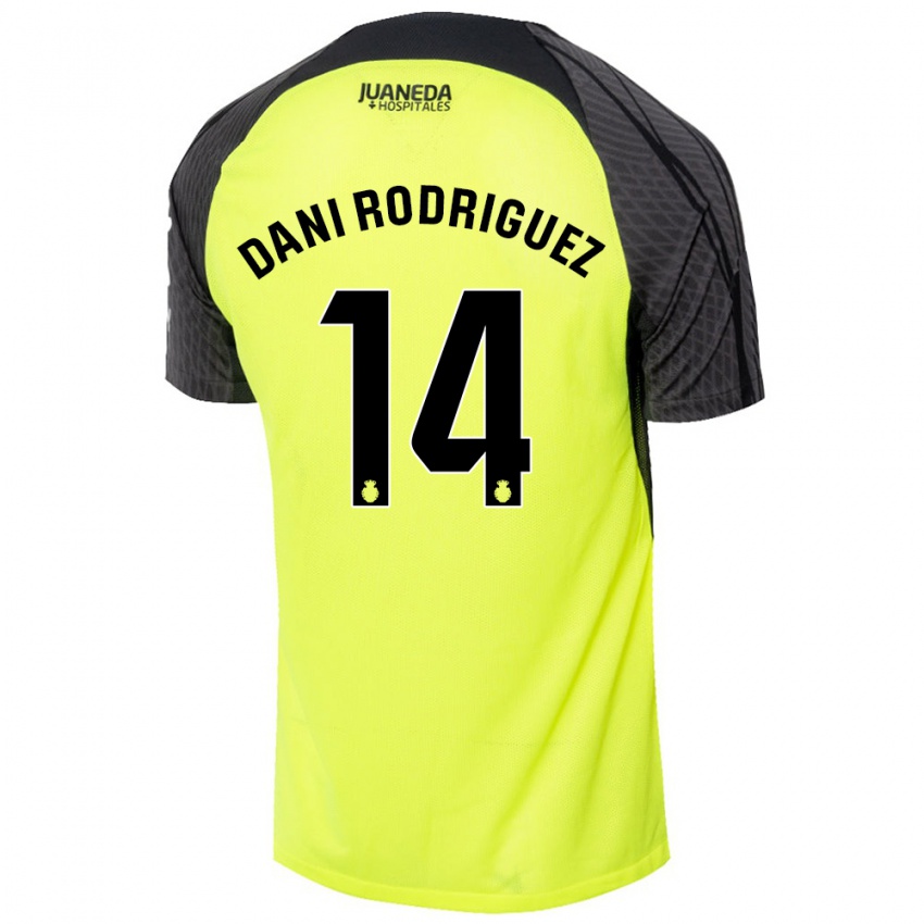 Niño Camiseta Dani Rodríguez #14 Verde Fluorescente Negro 2ª Equipación 2024/25 La Camisa Chile