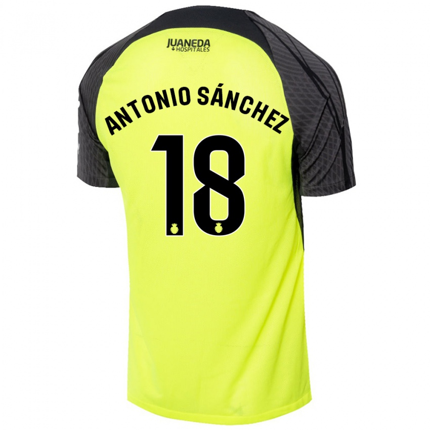 Niño Camiseta Antonio Sánchez #18 Verde Fluorescente Negro 2ª Equipación 2024/25 La Camisa Chile