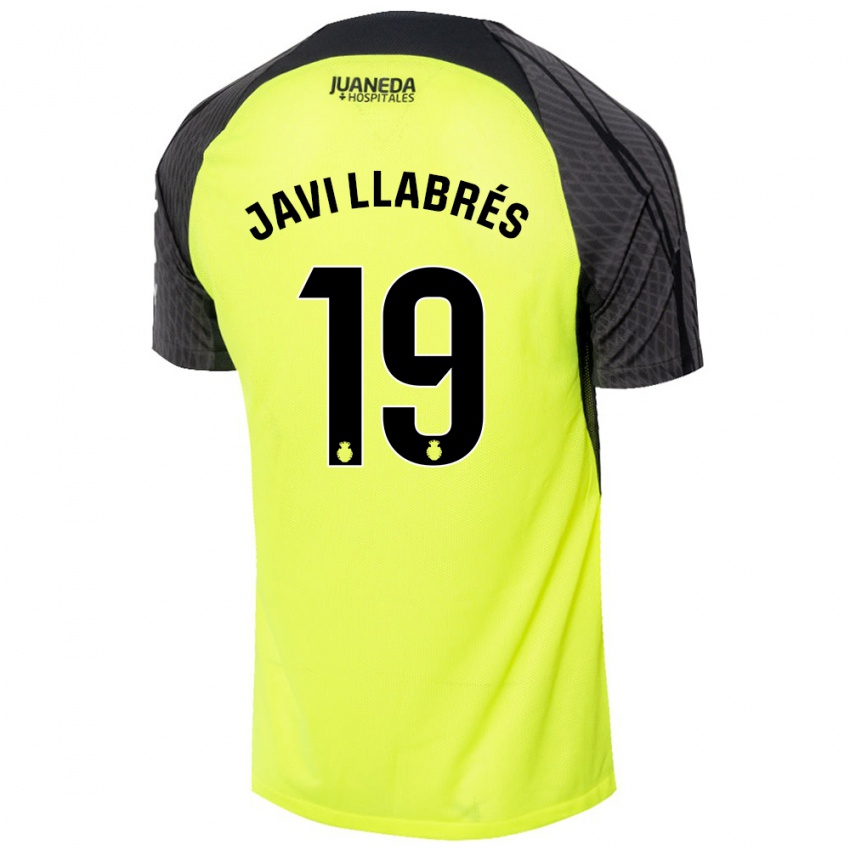 Niño Camiseta Javi Llabrés #19 Verde Fluorescente Negro 2ª Equipación 2024/25 La Camisa Chile