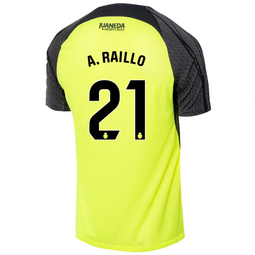 Niño Camiseta Antonio Raíllo #21 Verde Fluorescente Negro 2ª Equipación 2024/25 La Camisa Chile