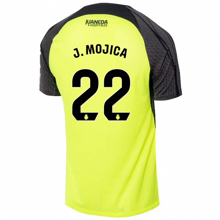 Niño Camiseta Johan Mojica #22 Verde Fluorescente Negro 2ª Equipación 2024/25 La Camisa Chile