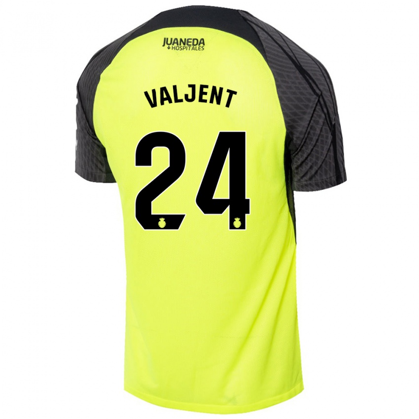 Niño Camiseta Martin Valjent #24 Verde Fluorescente Negro 2ª Equipación 2024/25 La Camisa Chile