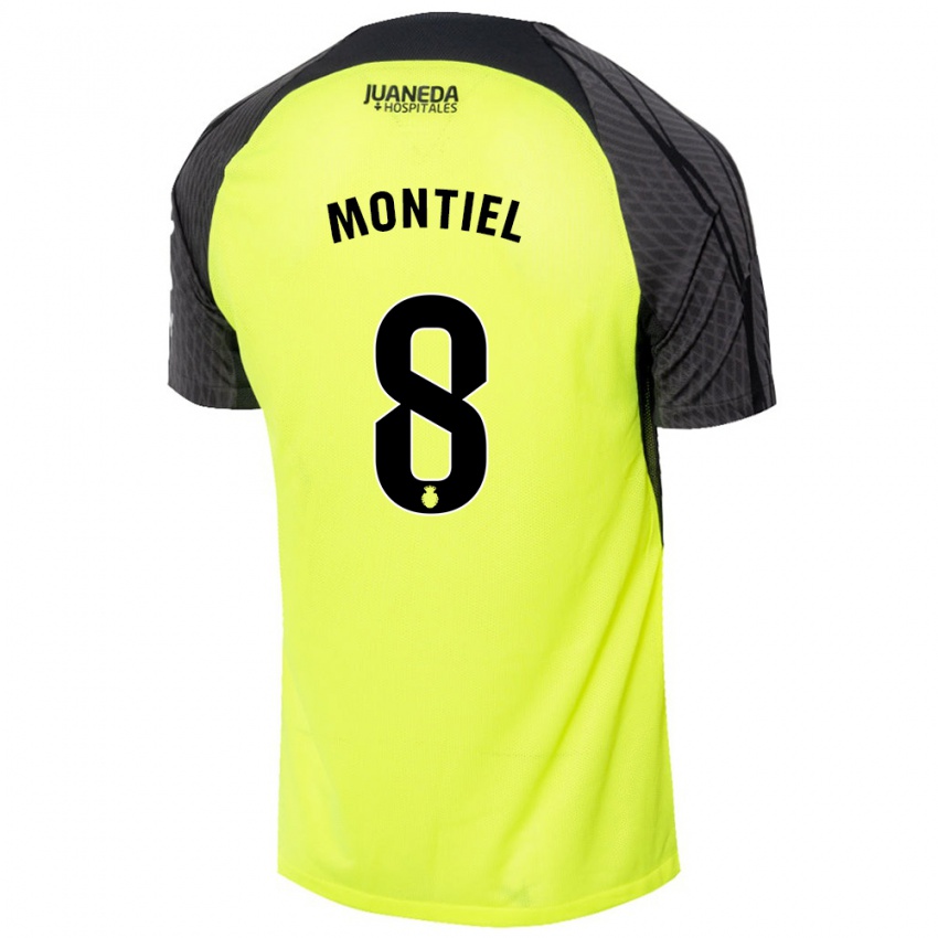 Niño Camiseta Luis Montiel #8 Verde Fluorescente Negro 2ª Equipación 2024/25 La Camisa Chile