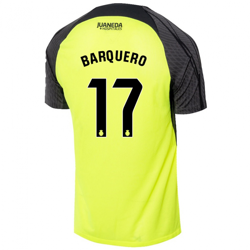 Niño Camiseta Adrián Barquero #17 Verde Fluorescente Negro 2ª Equipación 2024/25 La Camisa Chile