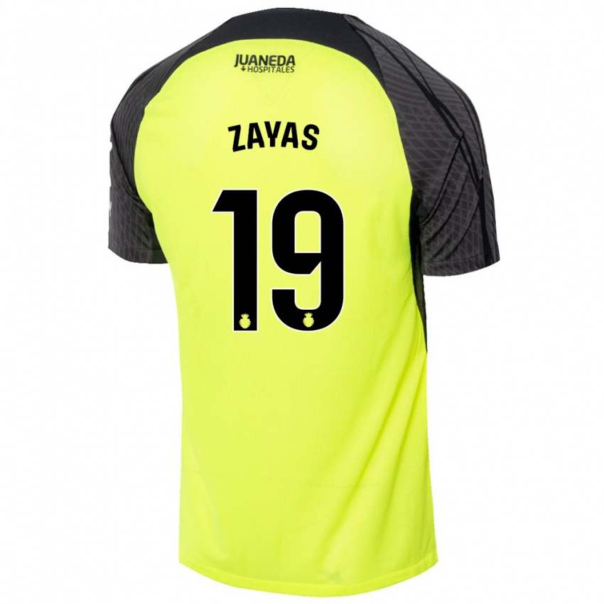 Niño Camiseta Yosmel Zayas #19 Verde Fluorescente Negro 2ª Equipación 2024/25 La Camisa Chile