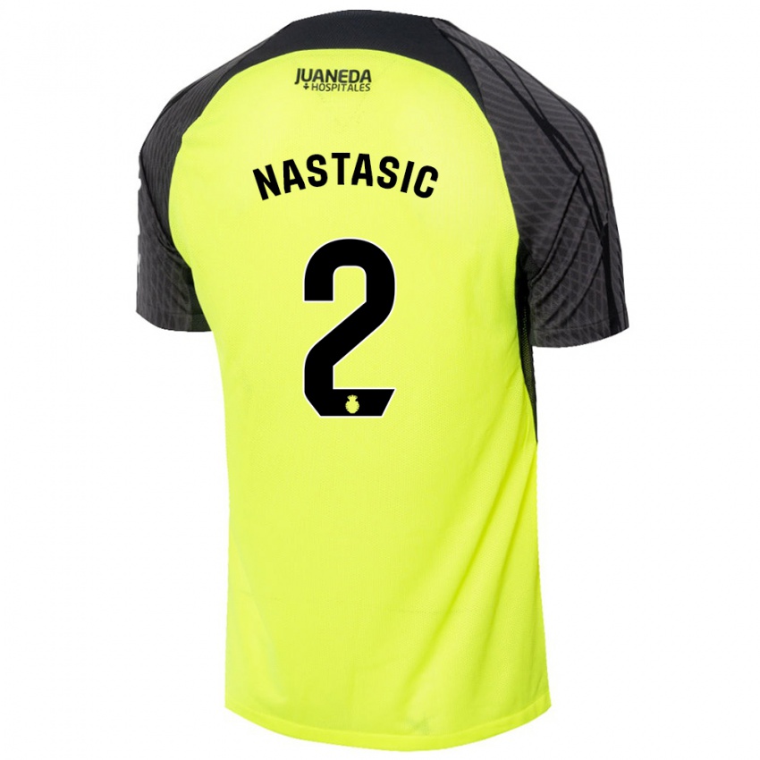 Niño Camiseta Matija Nastasic #2 Verde Fluorescente Negro 2ª Equipación 2024/25 La Camisa Chile