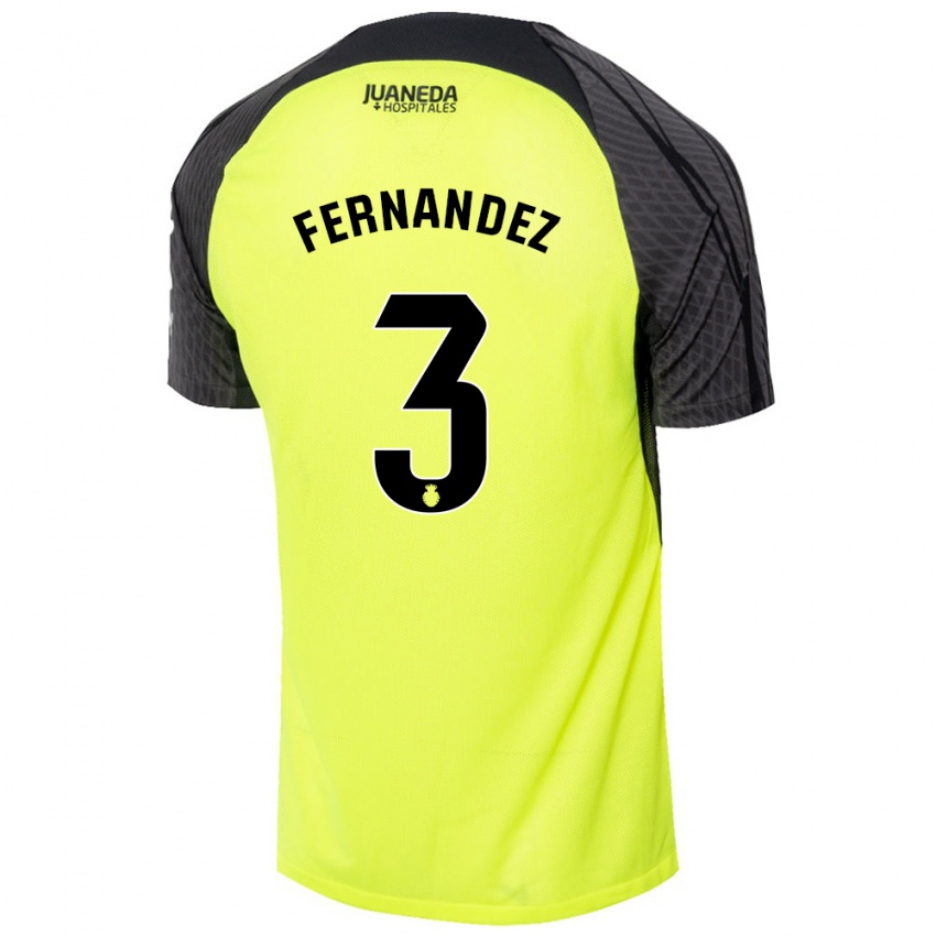 Niño Camiseta Marcos Fernández #3 Verde Fluorescente Negro 2ª Equipación 2024/25 La Camisa Chile