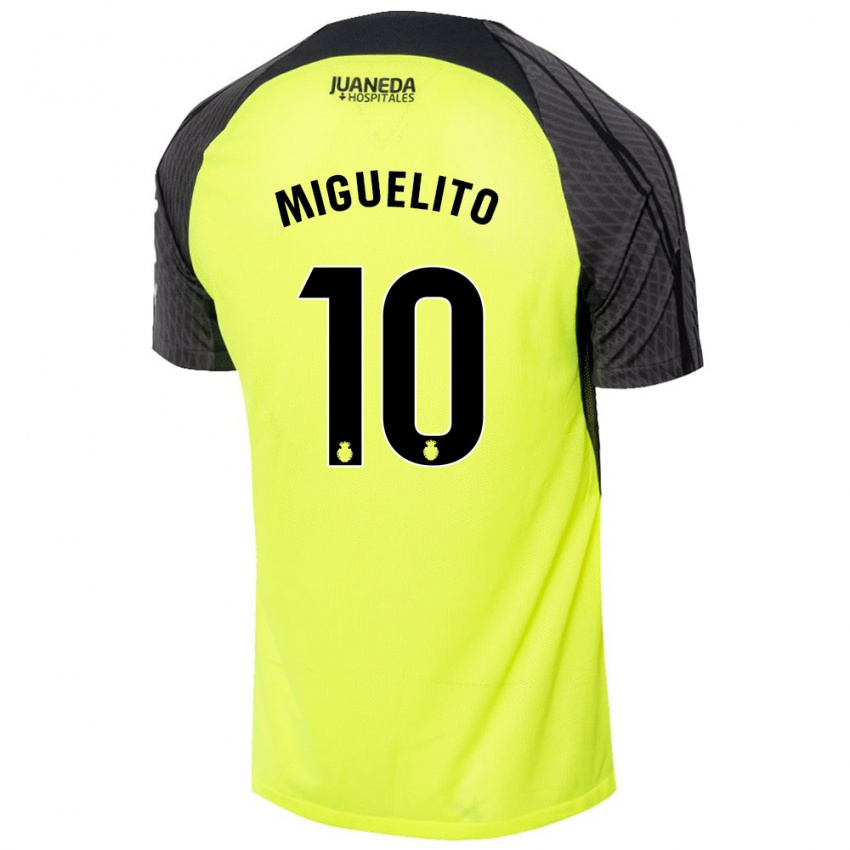 Niño Camiseta Miguelito #10 Verde Fluorescente Negro 2ª Equipación 2024/25 La Camisa Chile