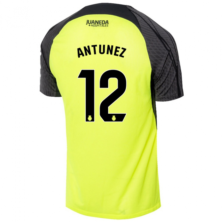 Niño Camiseta Yahir Antúnez #12 Verde Fluorescente Negro 2ª Equipación 2024/25 La Camisa Chile