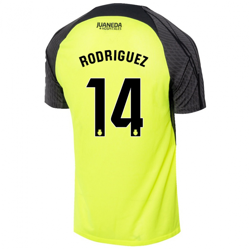 Niño Camiseta Diego Rodríguez #14 Verde Fluorescente Negro 2ª Equipación 2024/25 La Camisa Chile