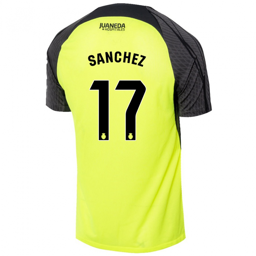 Niño Camiseta Avelino Sánchez #17 Verde Fluorescente Negro 2ª Equipación 2024/25 La Camisa Chile