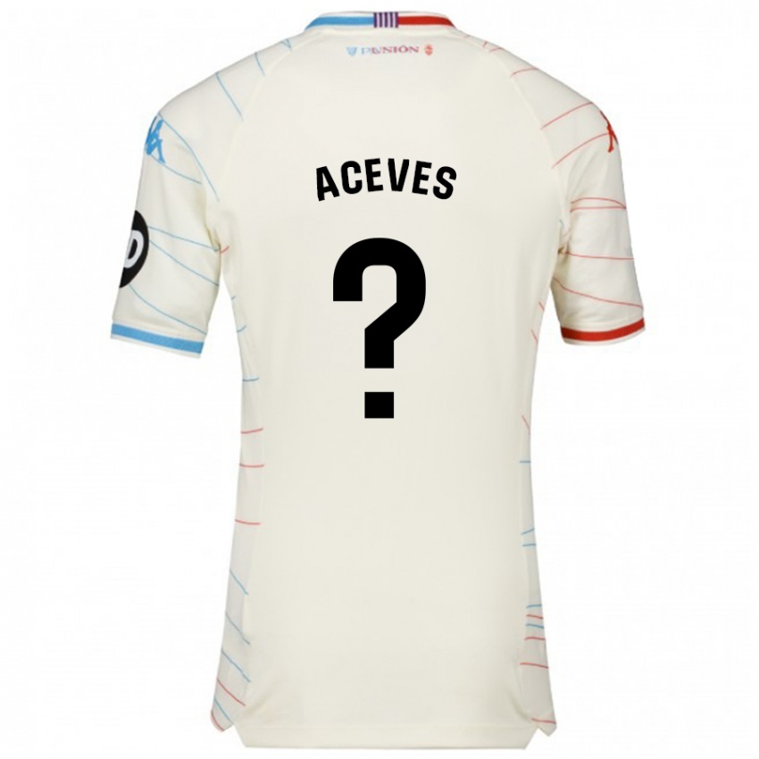 Niño Camiseta Álvaro Aceves #0 Blanco Rojo Azul 2ª Equipación 2024/25 La Camisa Chile