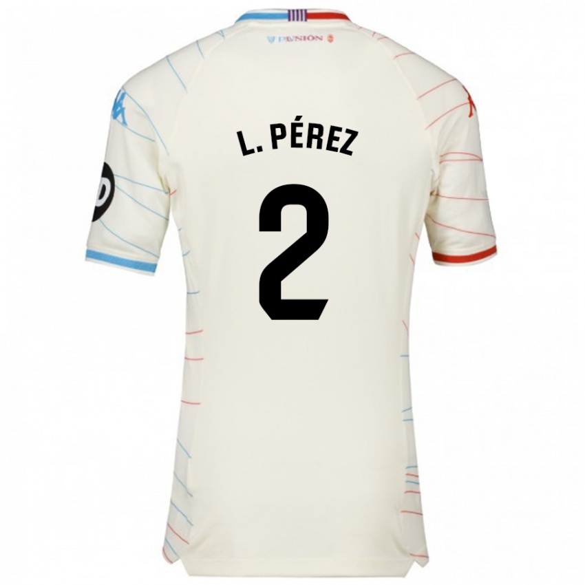 Niño Camiseta Luis Pérez #2 Blanco Rojo Azul 2ª Equipación 2024/25 La Camisa Chile