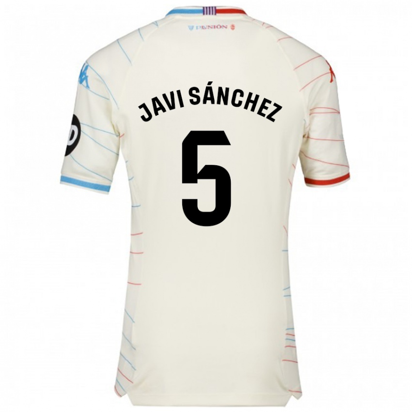 Niño Camiseta Javi Sánchez #5 Blanco Rojo Azul 2ª Equipación 2024/25 La Camisa Chile