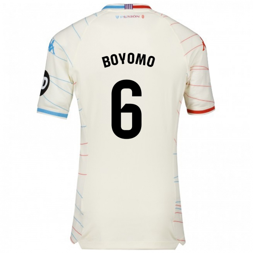 Niño Camiseta Enzo Boyomo #6 Blanco Rojo Azul 2ª Equipación 2024/25 La Camisa Chile