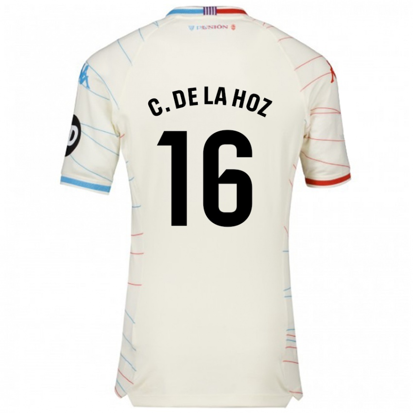 Niño Camiseta César De La Hoz #16 Blanco Rojo Azul 2ª Equipación 2024/25 La Camisa Chile