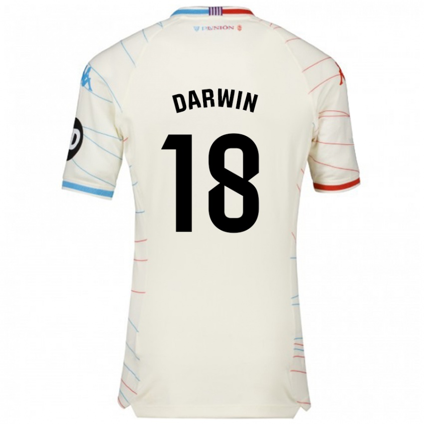 Niño Camiseta Darwin Machís #18 Blanco Rojo Azul 2ª Equipación 2024/25 La Camisa Chile