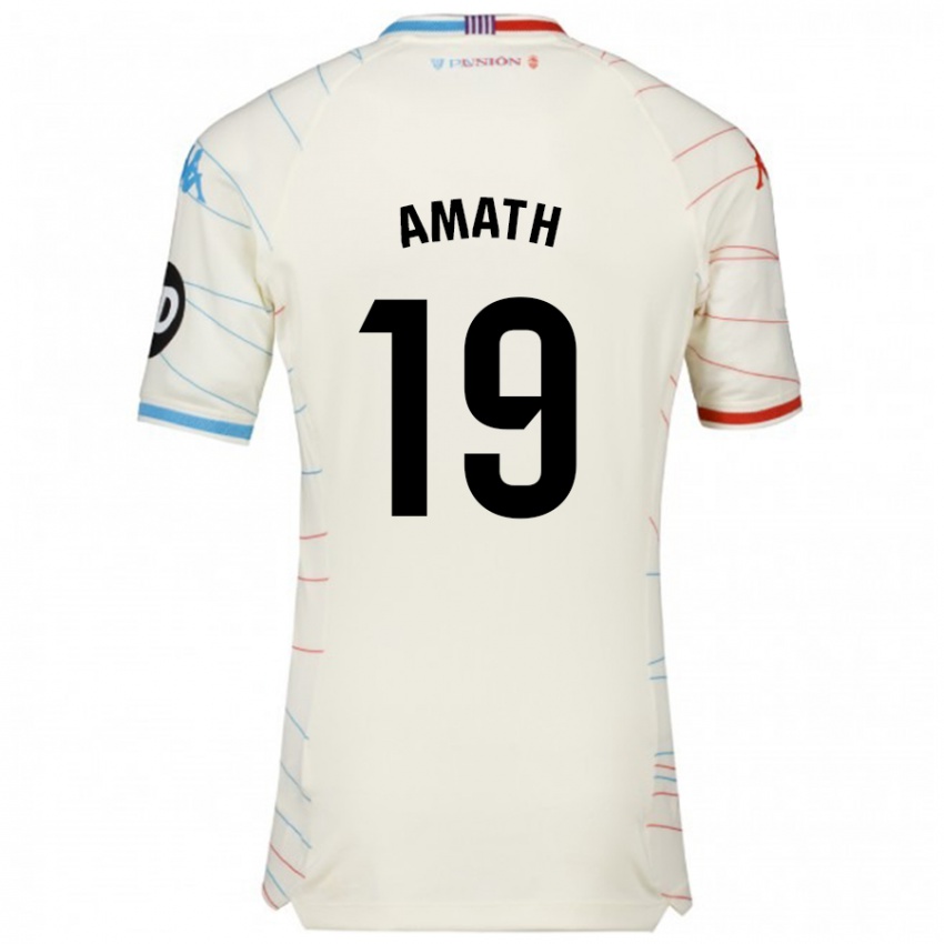 Niño Camiseta Amath Ndiaye #19 Blanco Rojo Azul 2ª Equipación 2024/25 La Camisa Chile