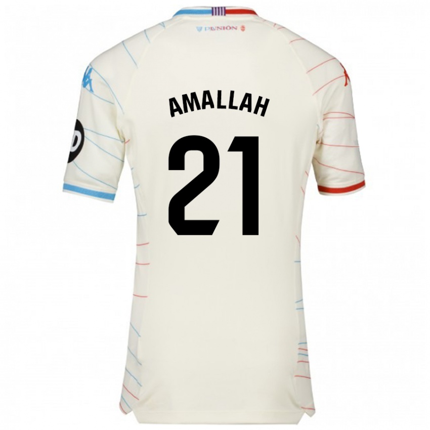 Niño Camiseta Selim Amallah #21 Blanco Rojo Azul 2ª Equipación 2024/25 La Camisa Chile